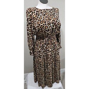 Leopard Print Long-Sleeve Midi Dress By Loft Petites MP